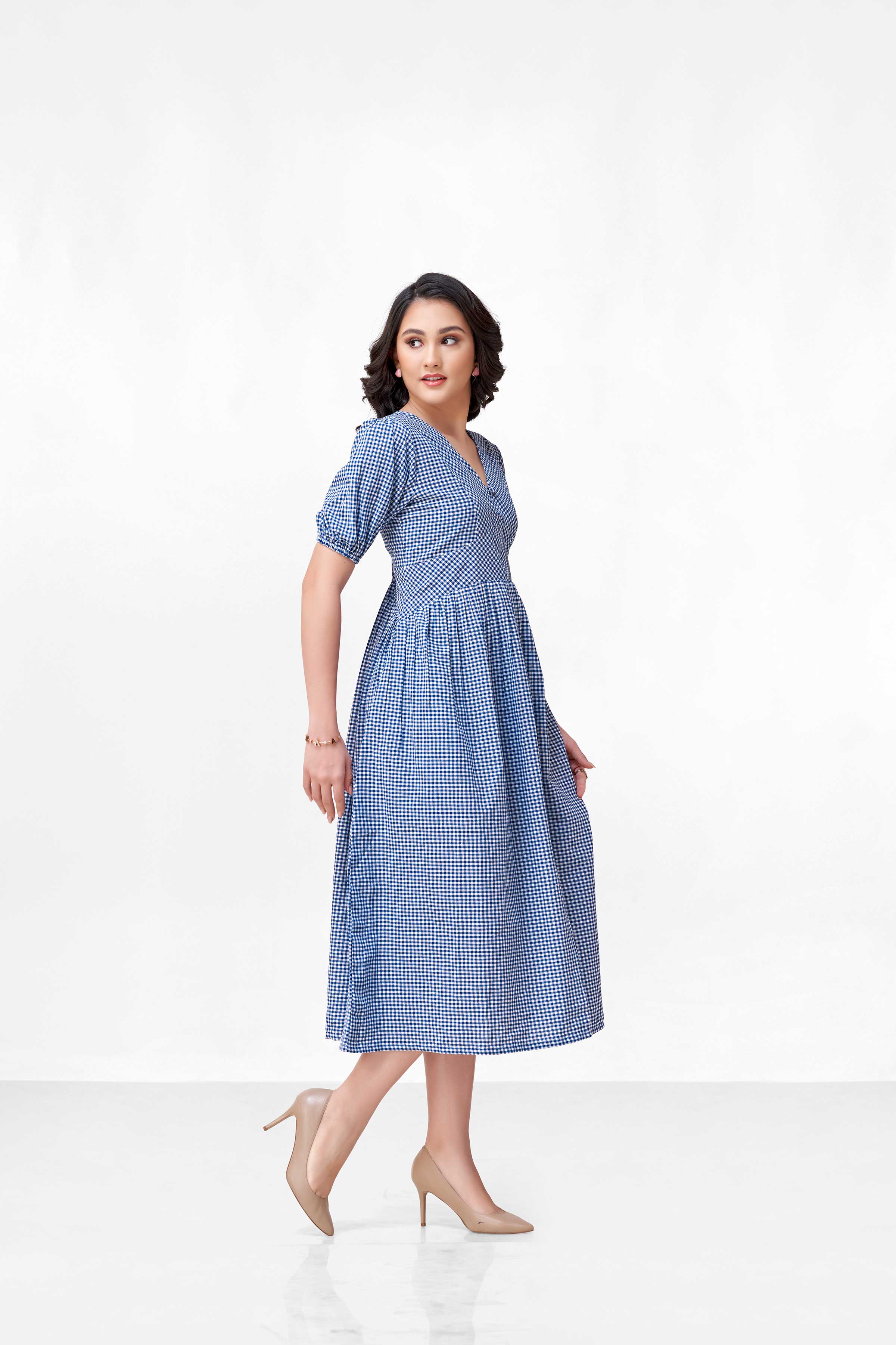 CLARA BLUE CHEX DRESS
